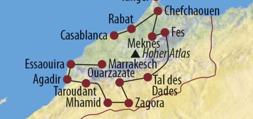 Karte Reise Marokko Medinas, Oasen und „Berber-Whiskey“ 2022