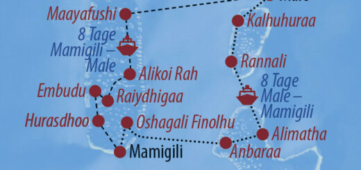 Karte Reise Malediven Inselhüpfen auf den Malediven 2022