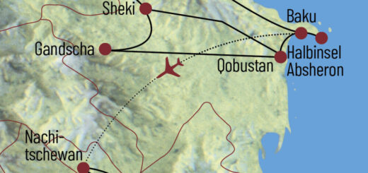 Karte Reise Aserbaidschan Feuer des Kaukasus 2022